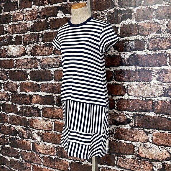 ATM Anthony Thomas Melillo Dress Crew Neck Striped Blue Size X Small XS - Picture 6 of 17